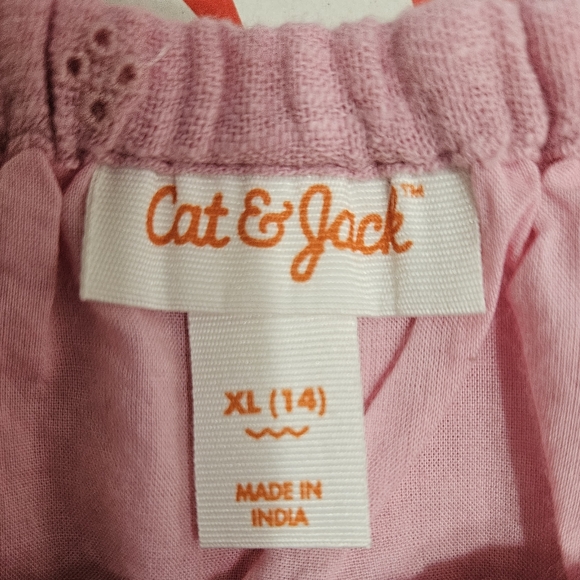 Cat & Jack Girls XL (14) Lined Blouse Top Pink W/Flowers 100% Cotton - Picture 10 of 11